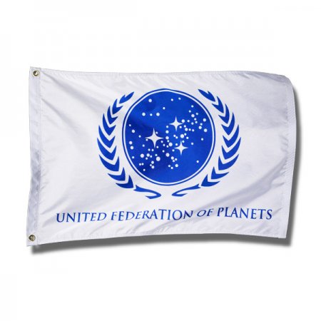 Star Trek Flagge Vereinigte Föderation der Planeten weiß 90 x 60 cm