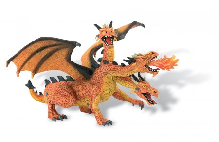 Bullyland Fantasy Figur Dreiköpfiger Drache (orange) 20 cm