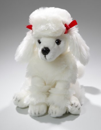 Pudel sitzend weiss ca. 28 cm