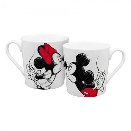 4er Set Disney Tasse Micky Kuss-Skizze