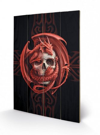 Anne Stokes Holzdruck Skull Embrace 40 x 60 cm