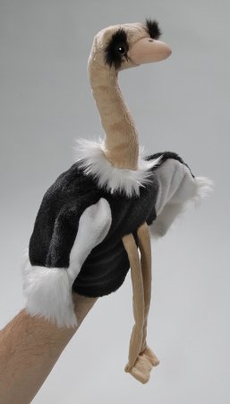 Plüsch-Strauß, Vogel Handpuppe ca.40 cm