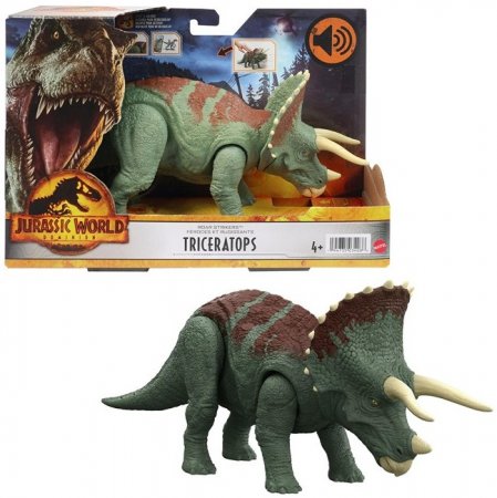 Mattel Jurassic World Dominion Triceratops Dinosaurier interaktive Figur