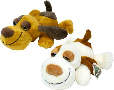 Plüsch Hund liegend  30 cm  weiß/braun