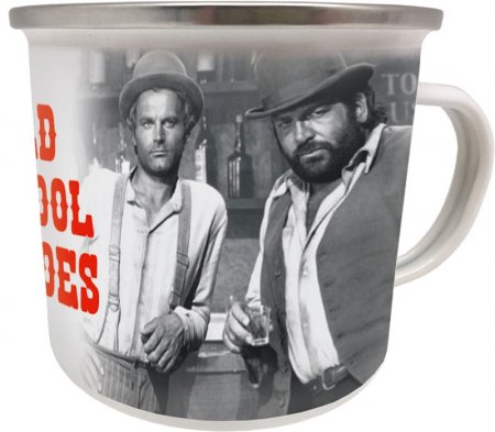 2er Set Bud Spencer & Terence Hill Emaille Tasse Old School Heroes