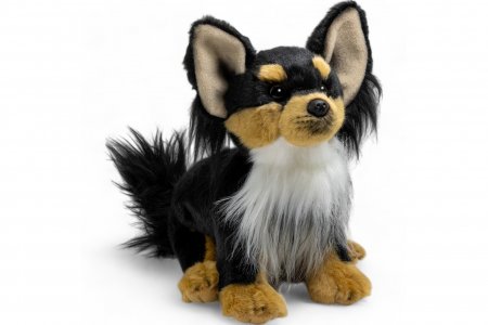Plüsch Chihuahua sitzend schwarz-braun