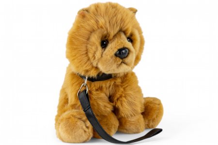 Plüsch Chow-Chow Hund sitzend mit Leine