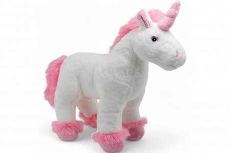 Plüsch- Einhorn weiß-rosa stehend