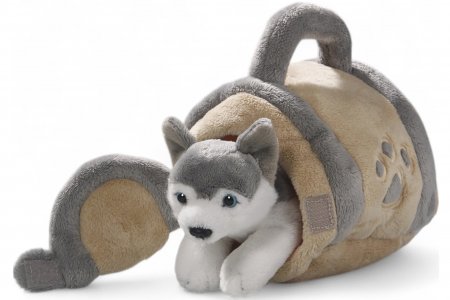 Plüsch Husky in Hundehütte