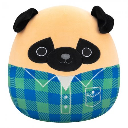 Squishmallows Plüschfigur Brown Pug in Green and Blue Flannel Shirt Prince 30 cm