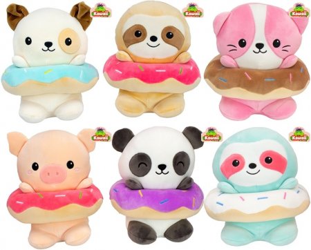 6er Set Kawaii Plüsch Donut 6 sortiert 23 cm