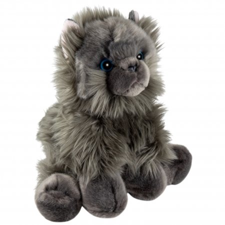 Plüsch Katze sitzend, Perserkatze grau