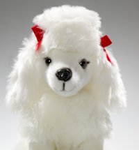 Pudel sitzend weiss ca. 28 cm