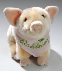 Schwein sitzend mit Tuch ca. 18 cm