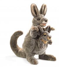 Handpuppe Känguruh mit Baby 51 cm