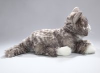 Katze liegend gestreift grau ca. 37 cm