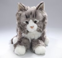 Katze liegend gestreift grau ca. 37 cm