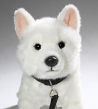 Plüsch Schäferhund weiß mit Leine ca. 26 cm