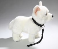 Plüsch Schäferhund weiß mit Leine ca. 26 cm