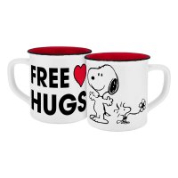 2er Set Peanuts Emaille-Optik Tasse Free Hugs